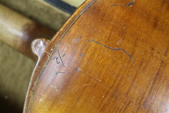 A mandolin and a cased violin